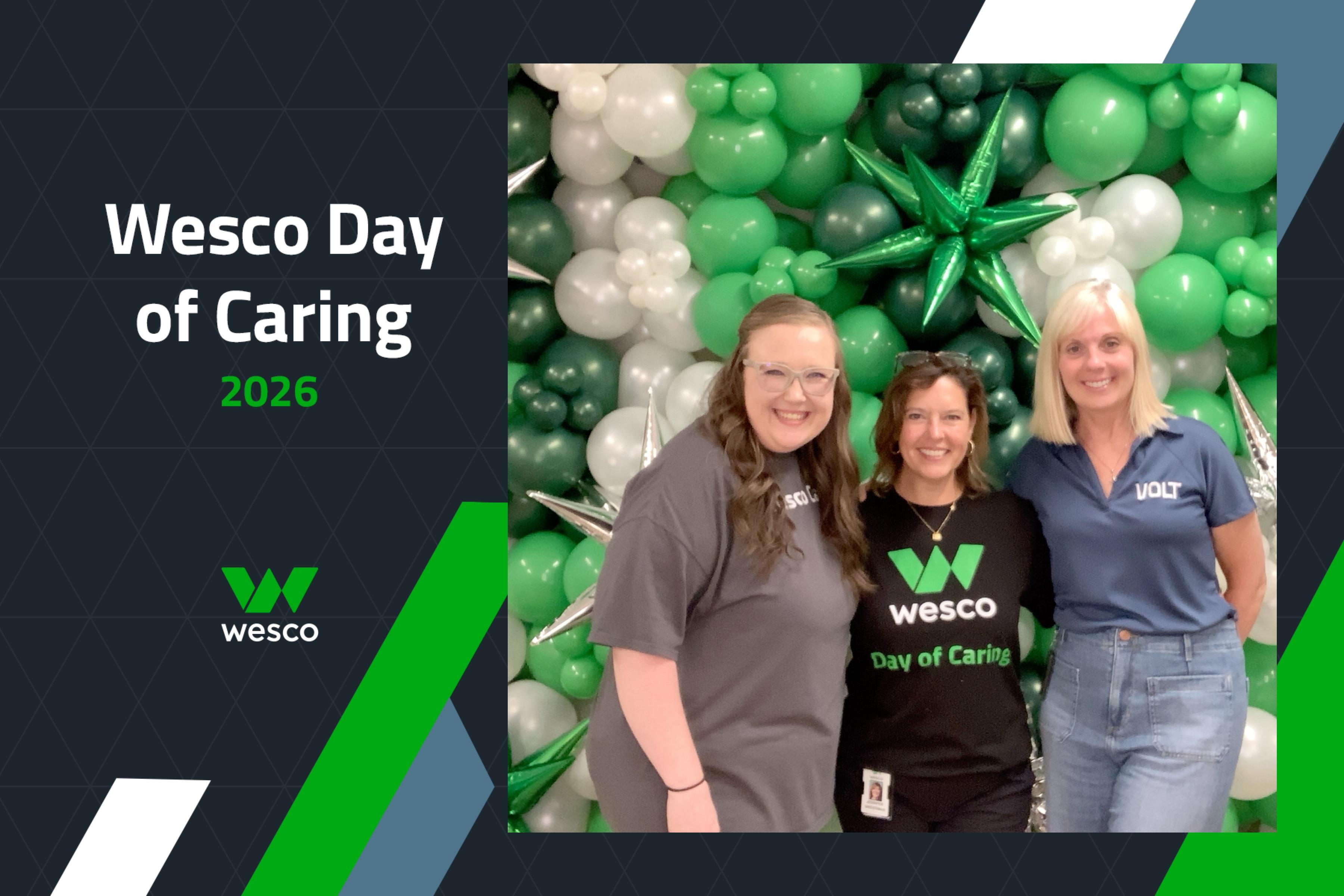 Three volunteers at the Wesco Day of Caring